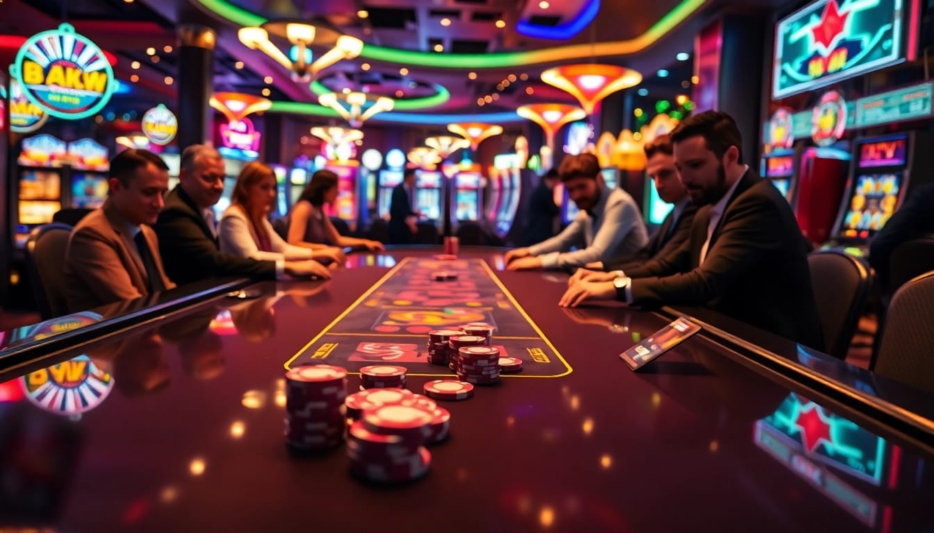 Gagnez sur casino en ligne argent réel avec des joueurs concentrés autour d'une table de jeu.