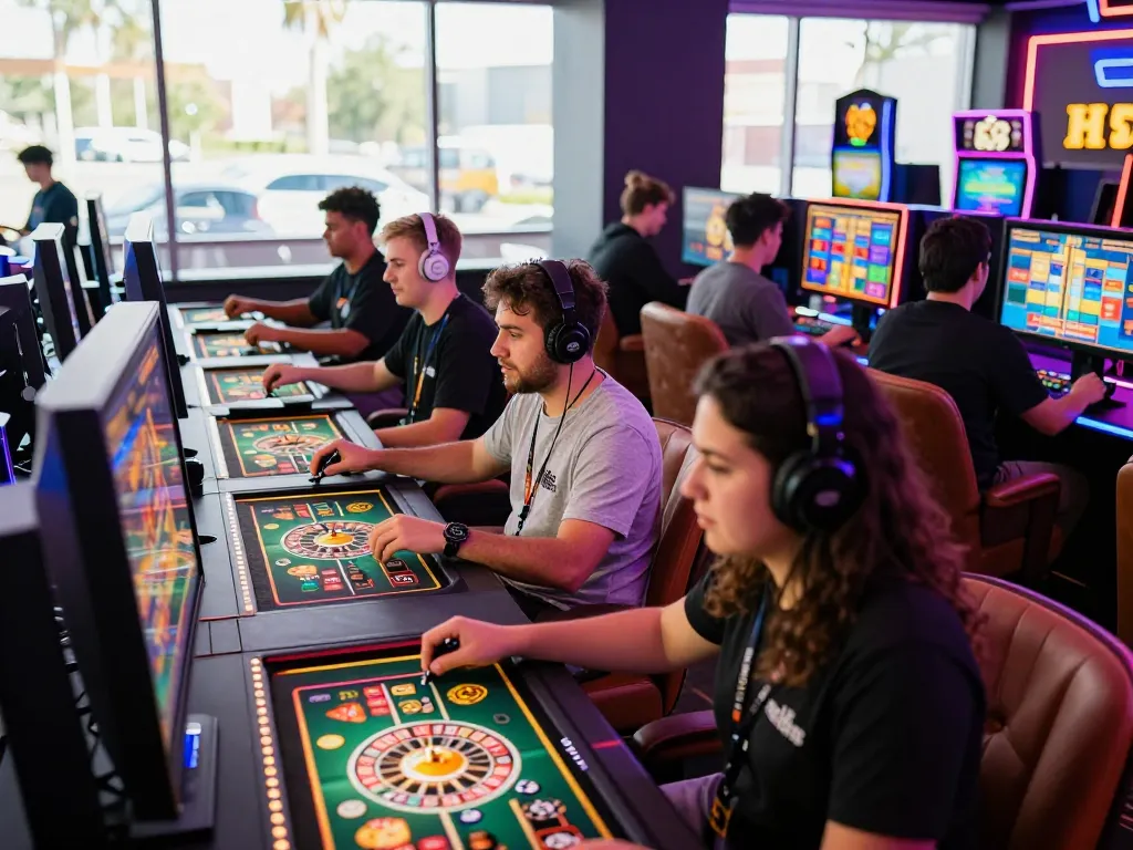 Engaging online gaming experience at HH55 with diverse players enjoying casino games.