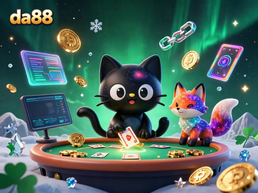 Experience thrilling gaming action at da88 with cosmic cartoon characters amidst vibrant casino elements.