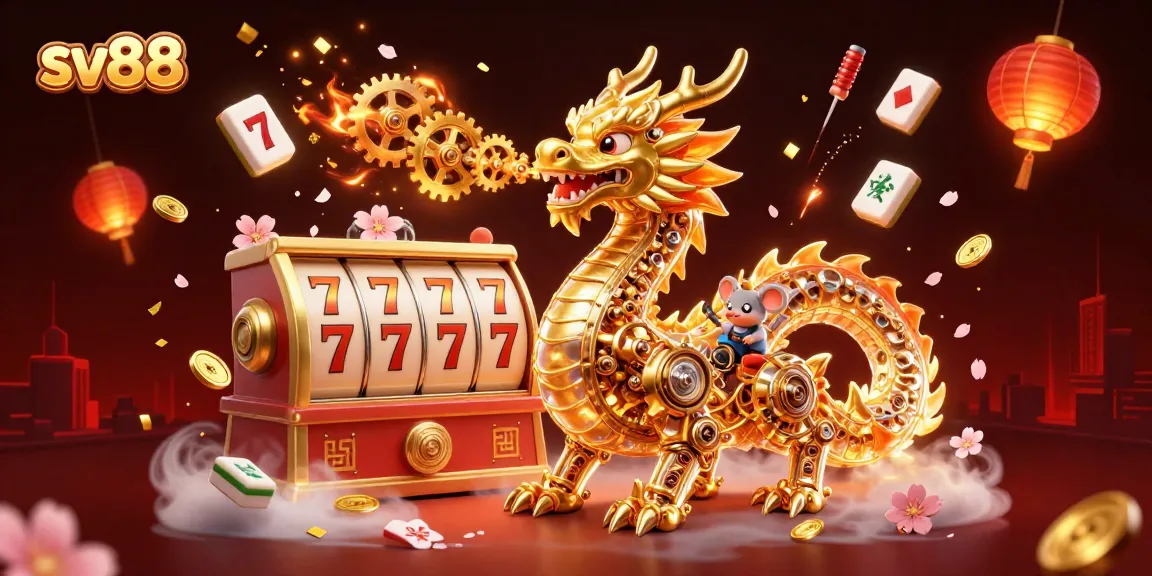 Experience thrilling slot action with sv88 in this vibrant, engaging casino illustration.