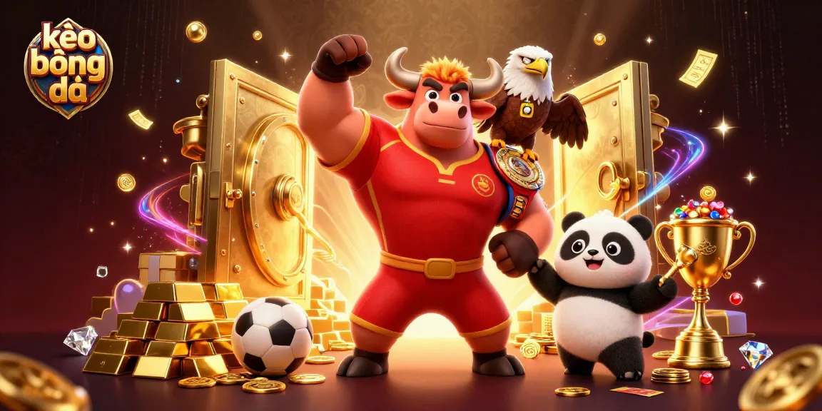 Engaging scene of kèo bóng đá betting, featuring a victorious bull mascot and betting elements.