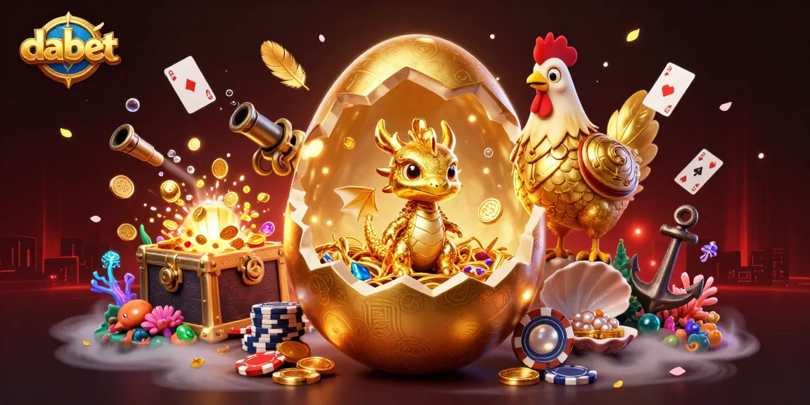 Experience the thrill with dabet's dazzling golden dragon illustration amidst vibrant casino elements.