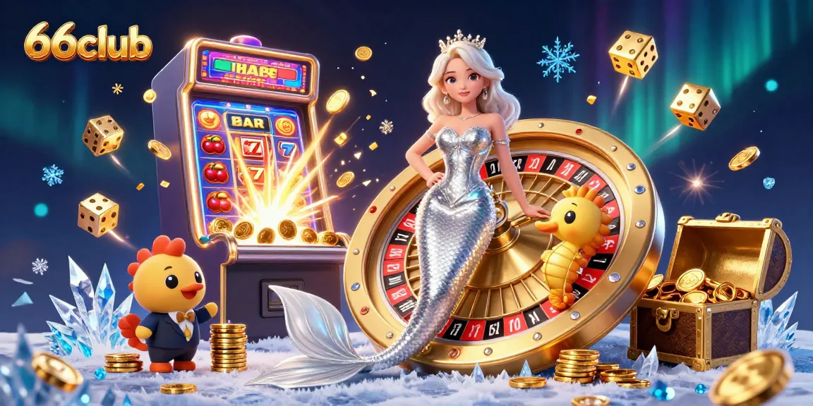 Experience thrilling action with 66club's vibrant casino scene, featuring a mermaid and slot machine