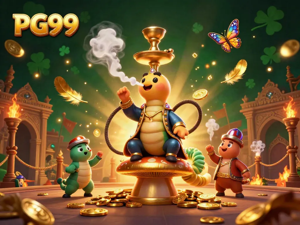 Experience adventurous gaming with PG99 in a vibrant 3D casino scene filled with dynamic elements.