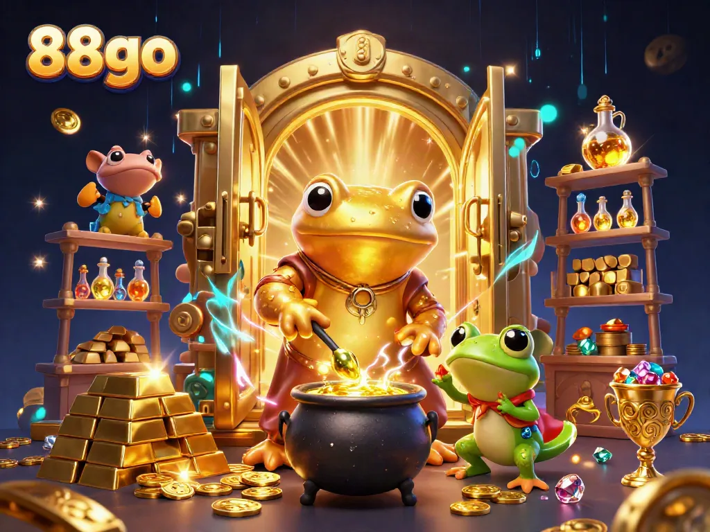Enchanting 88go casino scene with an alchemist and vibrant gold elements.
