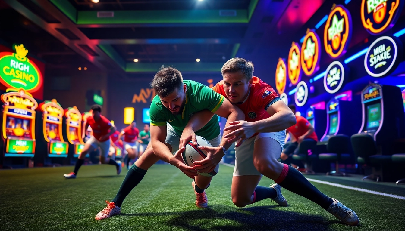 Les joueurs de rugby paris match rugby dans une rencontre passionnante au casino.