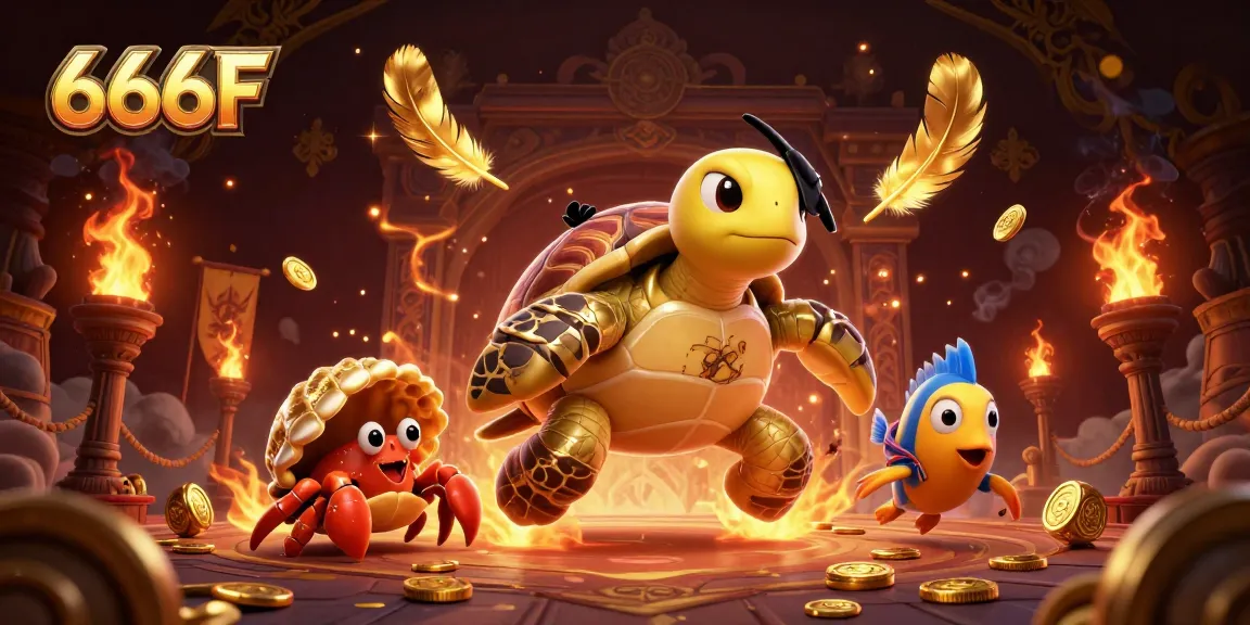 Engage in winning strategies with 666F, featuring a vibrant casino scene with gold and dynamic aquatic elements.