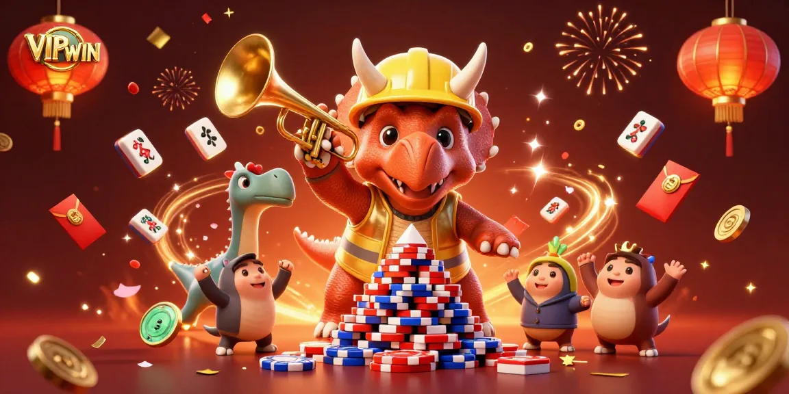 Experience VIPWIN with cheerful characters and dynamic game elements in a vibrant 3D illustration.