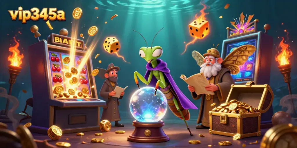 Experience thrilling wins at vip345a with a dynamic 3D casino adventure featuring vibrant slot machines and magical characters.