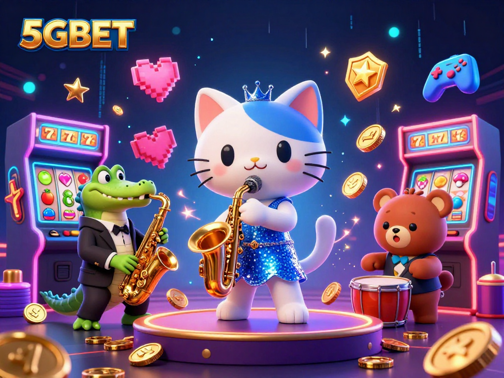 Experience the vibrant world of 5GBET with lively characters enjoying sensational slots and more!