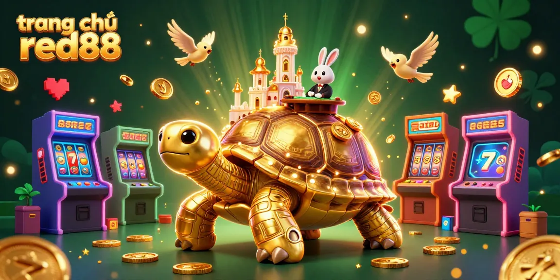 Experience the thrill of winning on trang chủ red88 with vibrant 3D illustration showcasing a cartoon casino atmosphere