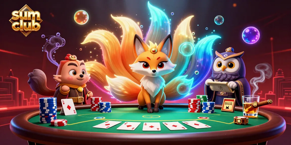 Engage in thrilling gameplay at sum club with vibrant characters and dynamic poker elements.