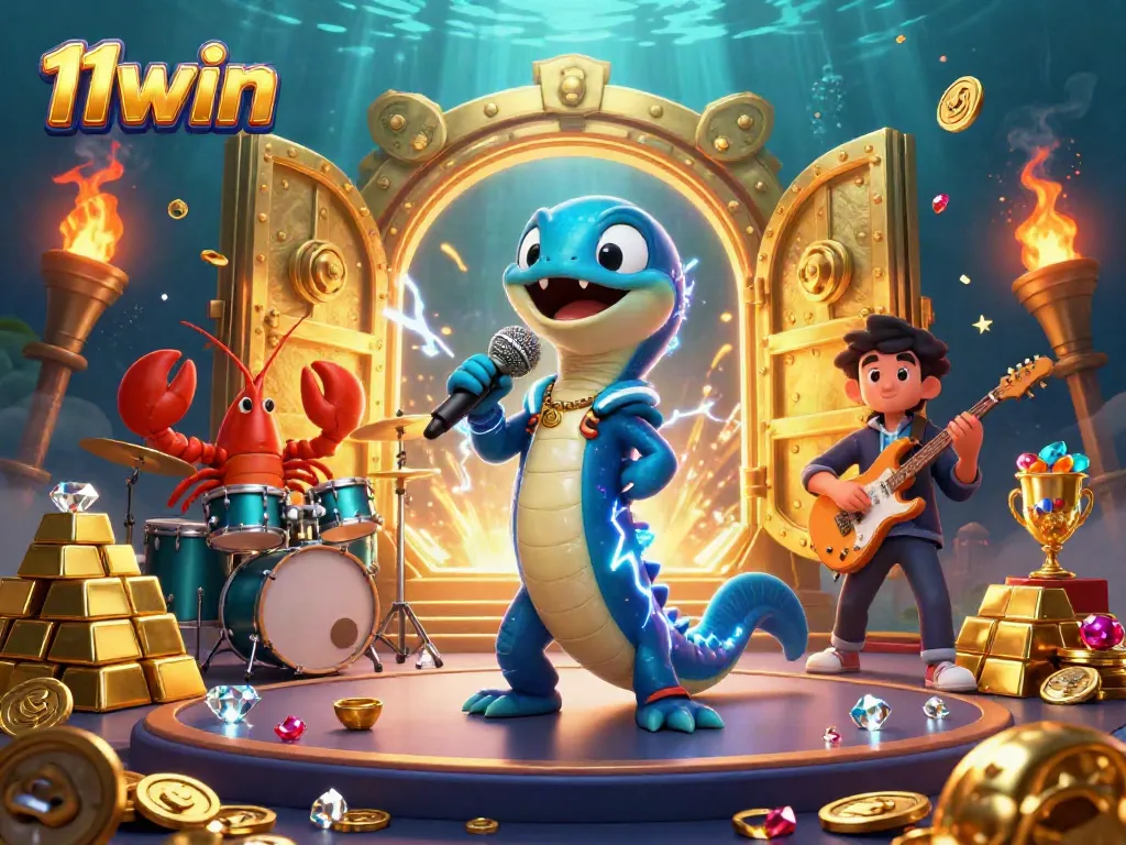 Experience vibrant underwater entertainment with 11win, featuring dynamic characters and casino elements.