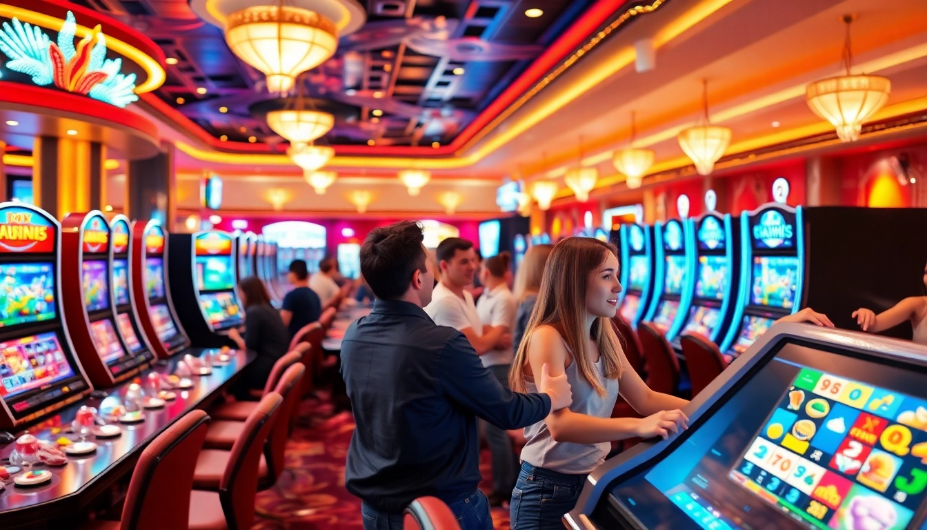 Vibrant casino en ligne france atmosphere with players enjoying various games.