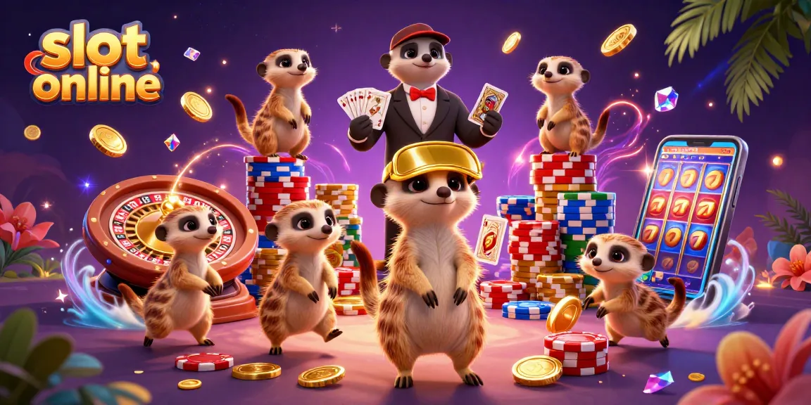 Play slot online with fun meerkat casino characters in a vibrant 3D scene