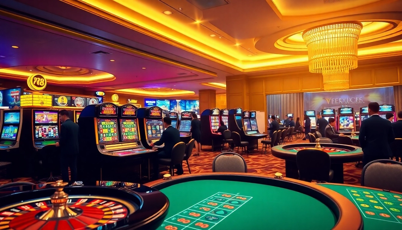 Experience Bet88 đăng nhập in a vibrant, luxurious casino gaming environment illuminated with soft lighting.