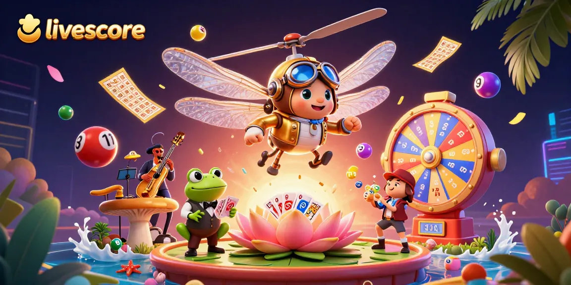 Track live scores, updates, and stats with livescore as a frog croupier deals cards in vibrant, engaging casino scene.