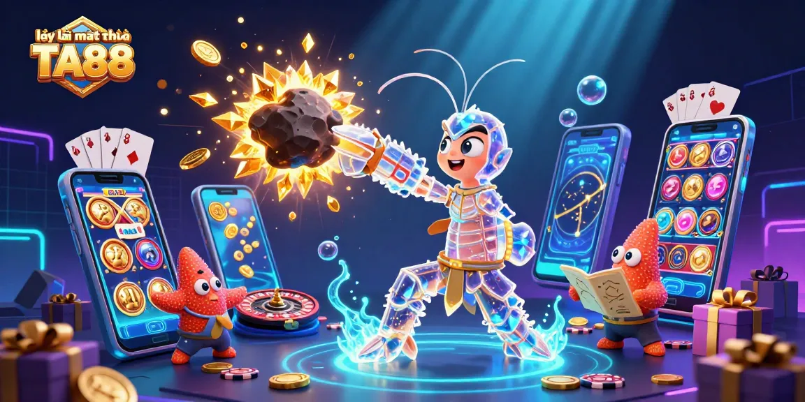 Engage in the vibrant scene of lấy lại mật khẩu TA88 featuring dynamic characters and casino elements.