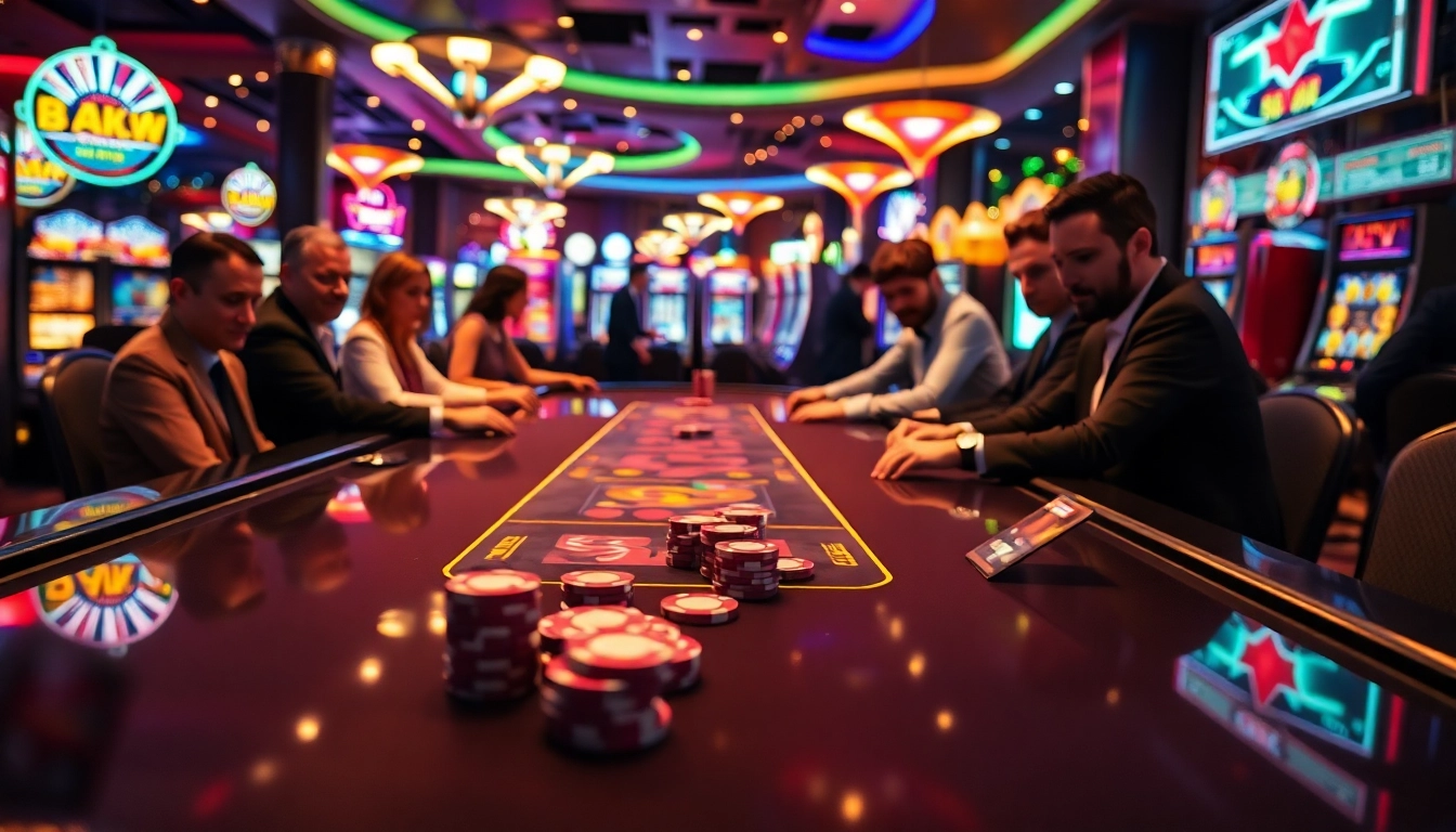 Gagnez sur casino en ligne argent réel avec des joueurs concentrés autour d'une table de jeu.