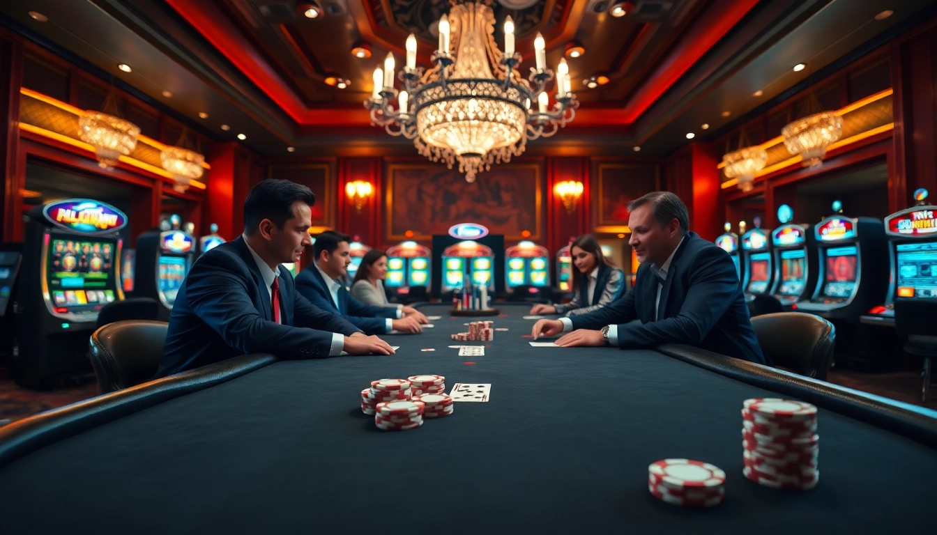 Découvrez une scène de jeu de casino sur site de paris sportif en ligne avec joueurs passionnés.
