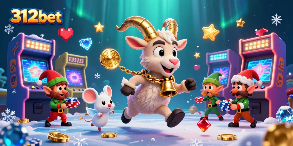 Engage with the 312bet casino experience featuring festive characters in a vibrant, lively gaming environment.