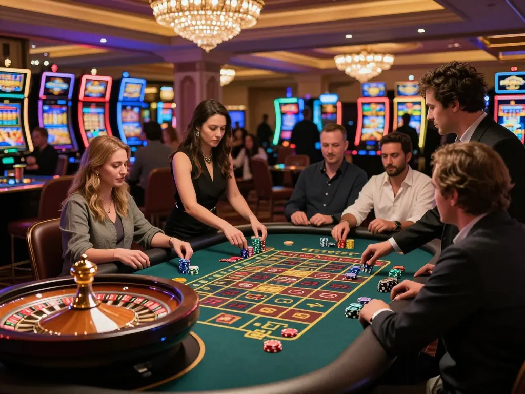 Players placing bets at an exciting roulette table in the vibrant va88 casino atmosphere.