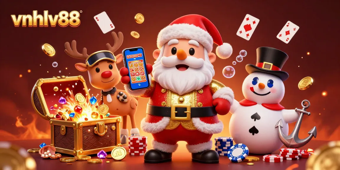 Celebrate wins at vnhlv88 with festive characters and exciting casino elements in a vibrant scene.