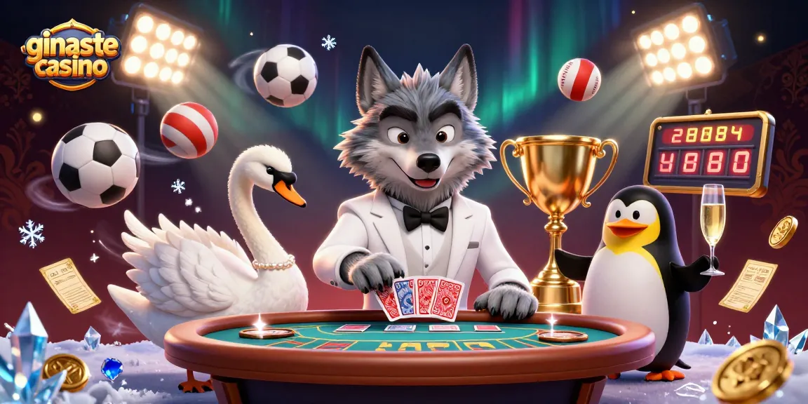 Experience thrilling gaming at ginaste casino with charming characters amidst dynamic sports elements.