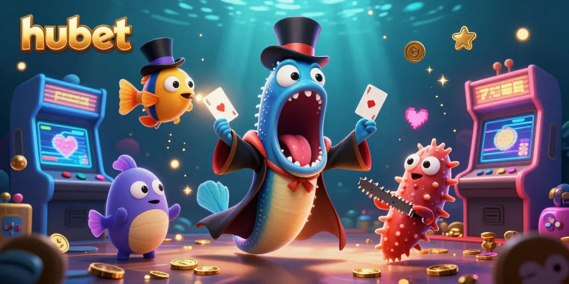 Experience thrilling games at hubet with vibrant characters and casino elements in a dynamic scene.