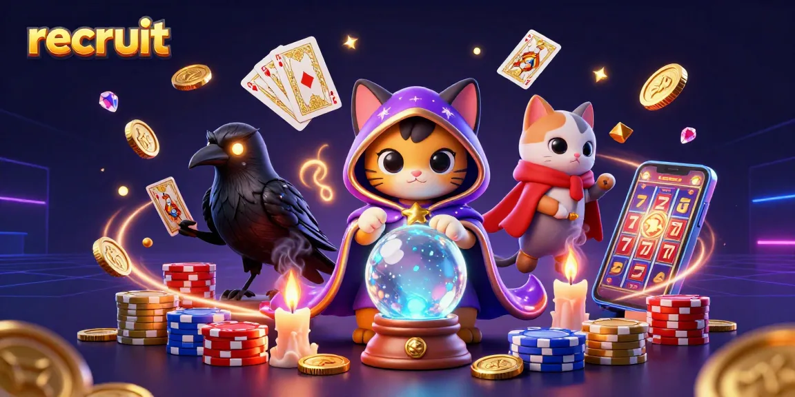 Engage with recruit strategies in a vibrant casino world featuring mystic characters and dazzling game elements.