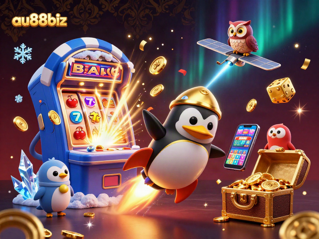 Experience the thrill of gaming with au88biz in a vibrant 3D casino scene filled with excitement.