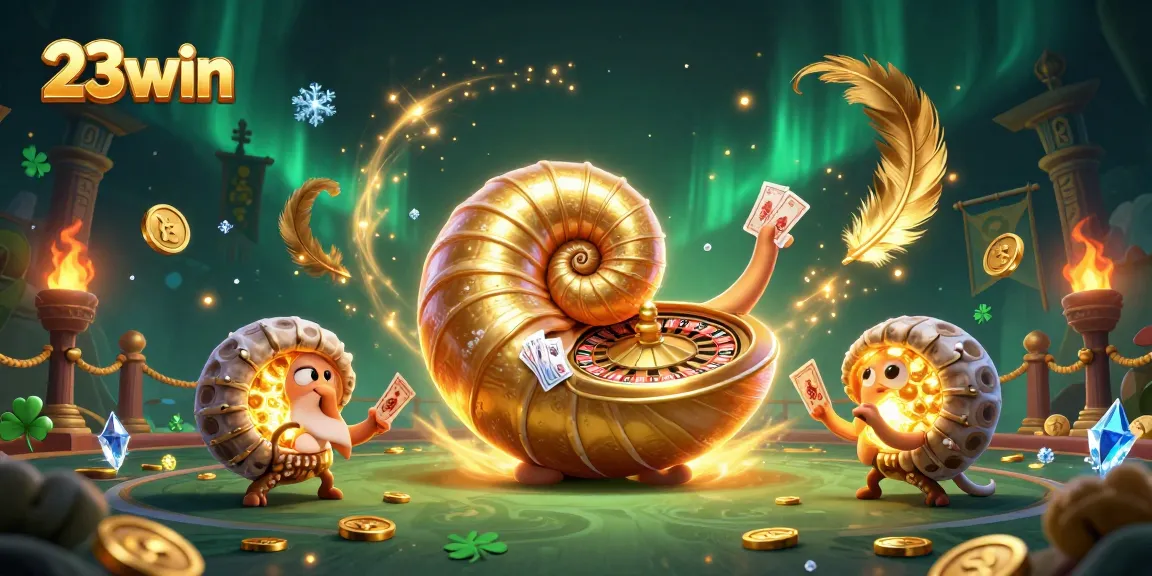 Engage with the vibrant world of 23win's golden gaming experience, featuring dynamic 3D casino elements.