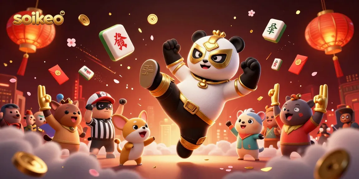 Experience thrilling sports betting action with Soikeo in this dynamic illustration of a panda wrestler.