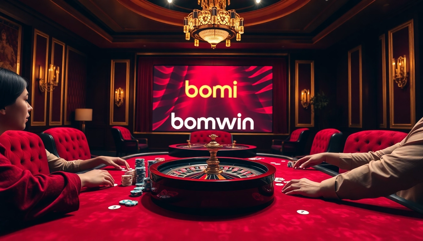 Experience thrilling gameplay at bomwin casino with luxury poker tables and vibrant chips.