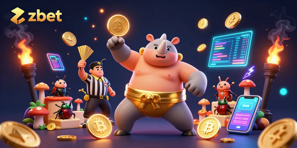 Experience zbet's thrilling gaming scene with 3D characters, crypto coins, and vibrant action.