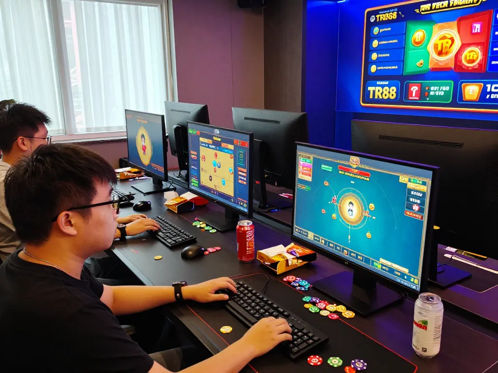 Exciting online gaming experience at TR88 with players engaged in high-stakes bets and vibrant game displays.