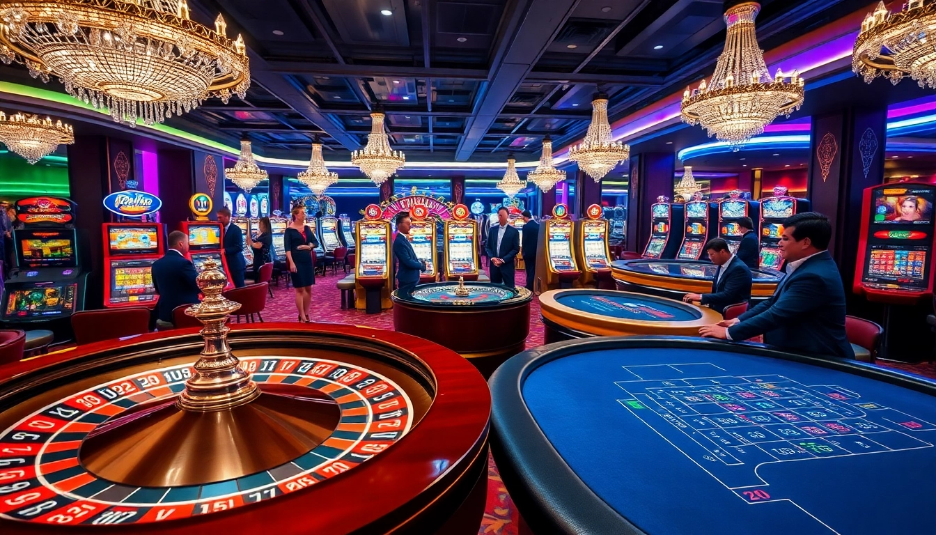 Experience thrilling gameplay at 78win's luxurious casino filled with roulette and blackjack tables.