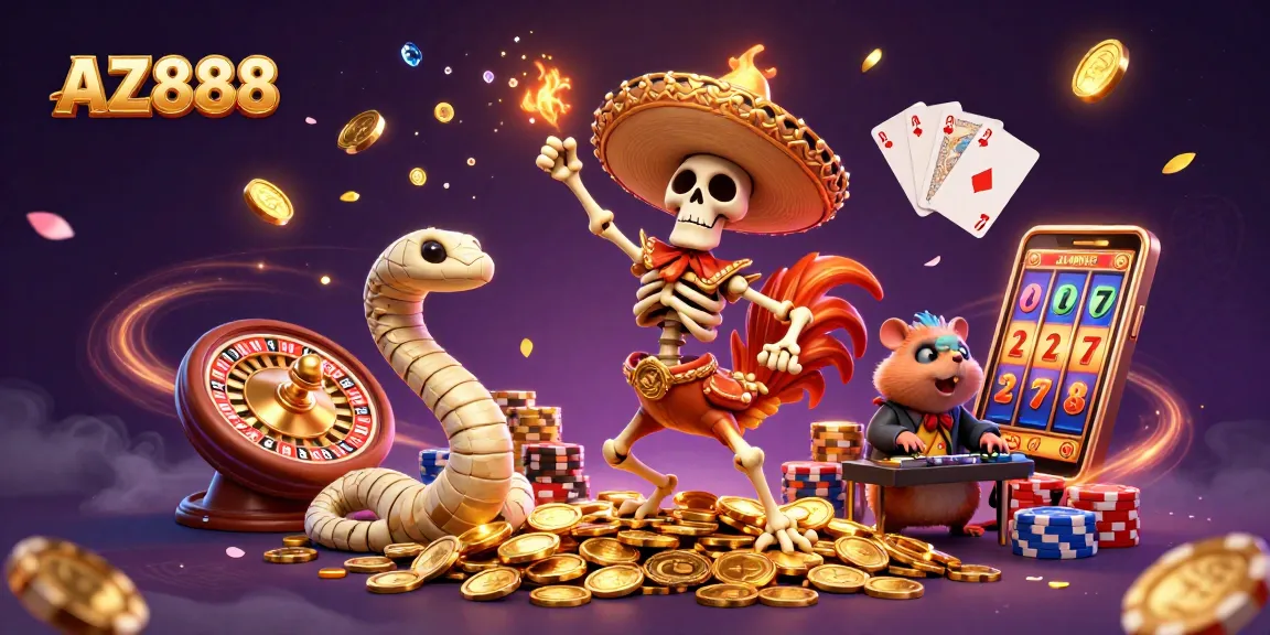 Experience the excitement of AZ888 casino with colorful characters, dynamic games, and vibrant energy.