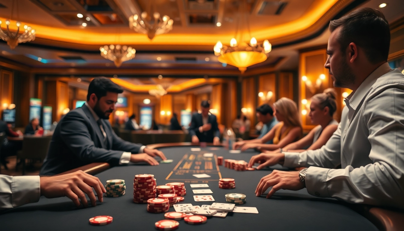 Spielen Sie mit einem casino bonus ohne einzahlung neu an einem Tisch, umgeben von attraktiven Spielmöglichkeiten.