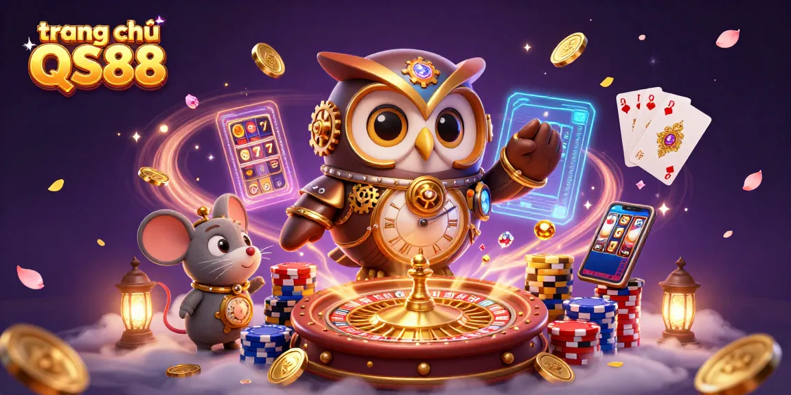 Enjoy exciting gaming at trang chủ QS88 with vibrant casino elements and fun characters!