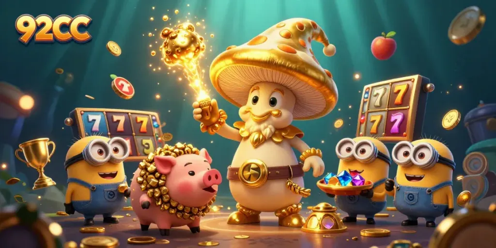 Experience thrilling casino gameplay with 92CC, featuring majestic wizard and magical treasures.