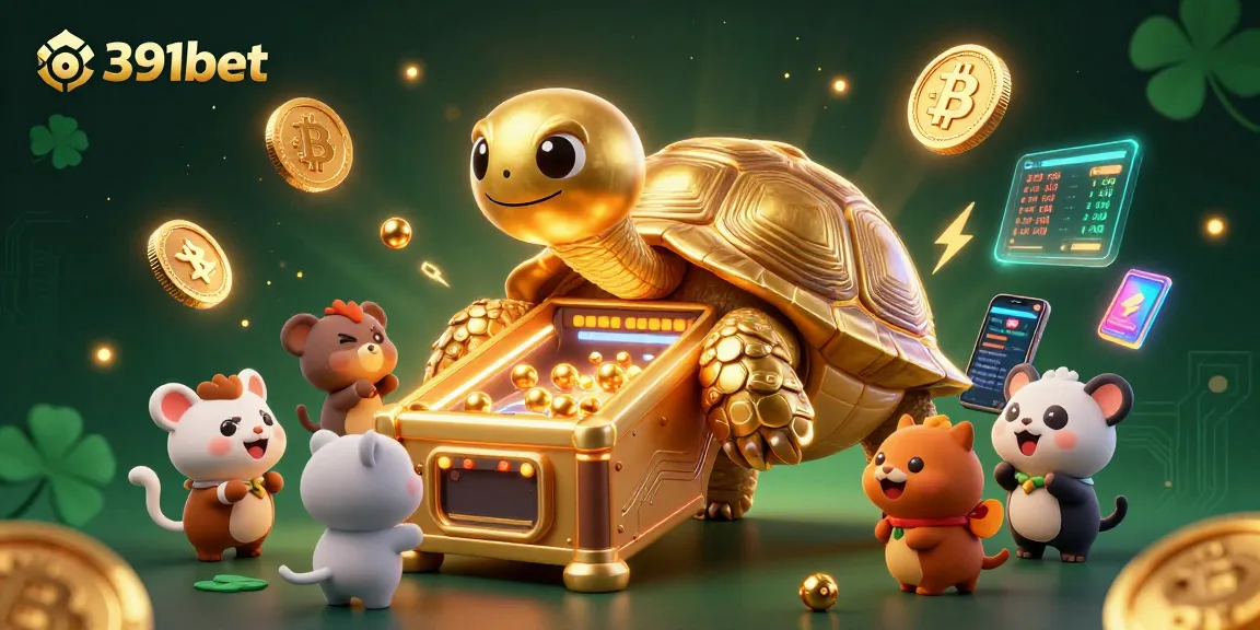 Engage in thrilling games at 391bet with a vibrant casino-themed 3D illustration.