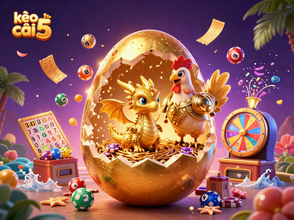 Engage with kèo nhà cái 5 and enjoy a magical scene of a golden dragon in a casino dreamland.