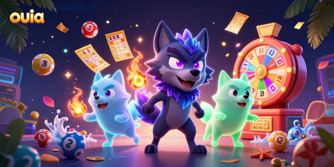 Engage with ouia's vibrant gaming scene, showcasing unique characters, lottery elements, and dynamic casino action.