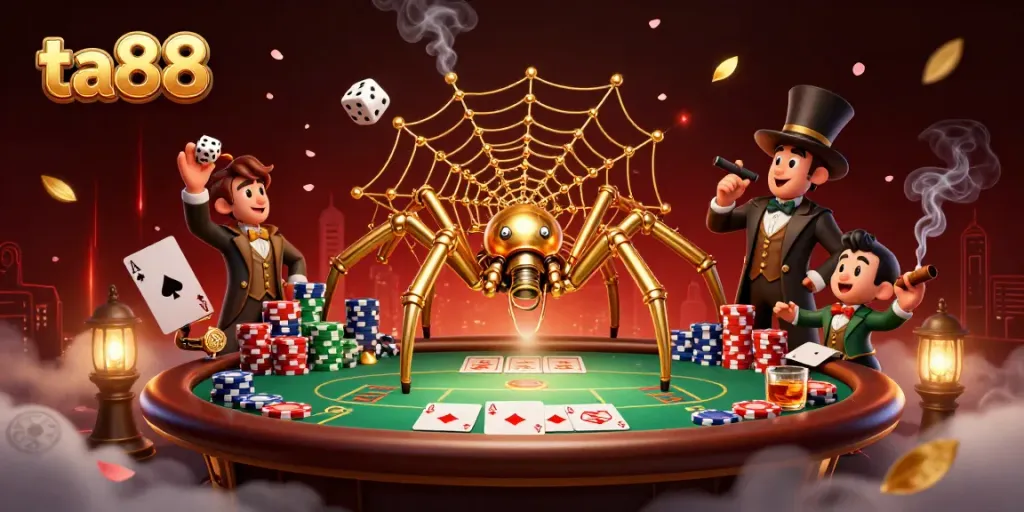 Experience thrilling moments at ta88 with a captivating steampunk casino scene illustrating various gaming elements.