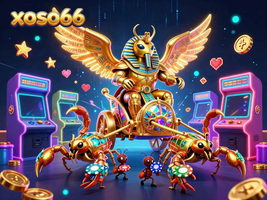 Join the fun at xoso66 with a vibrant casino-themed 3D illustration showcasing exciting game elements.