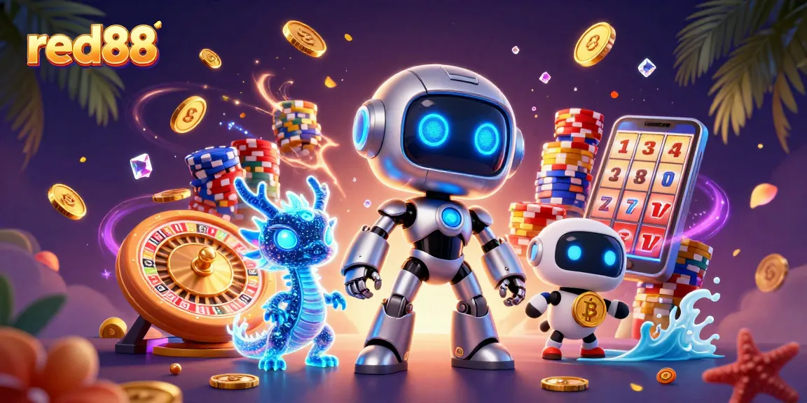 Red88 engages players with a vibrant casino illustration showcasing exciting gaming elements.