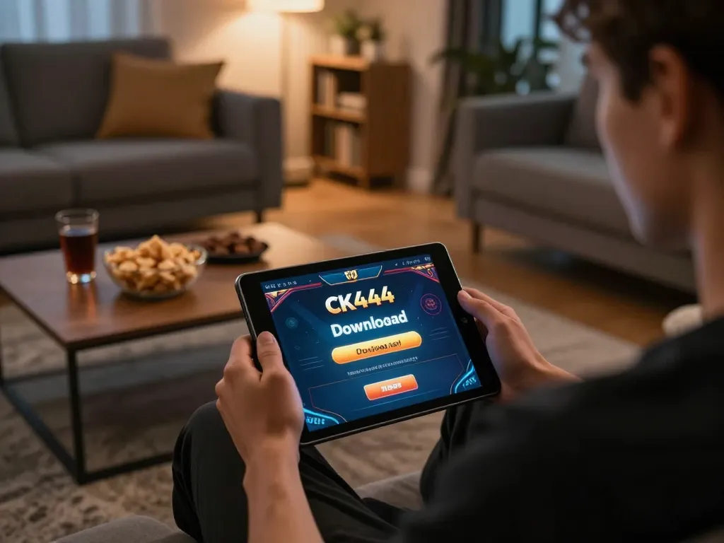 Using the CK444 app download to enjoy online casino gaming in a cozy living room.