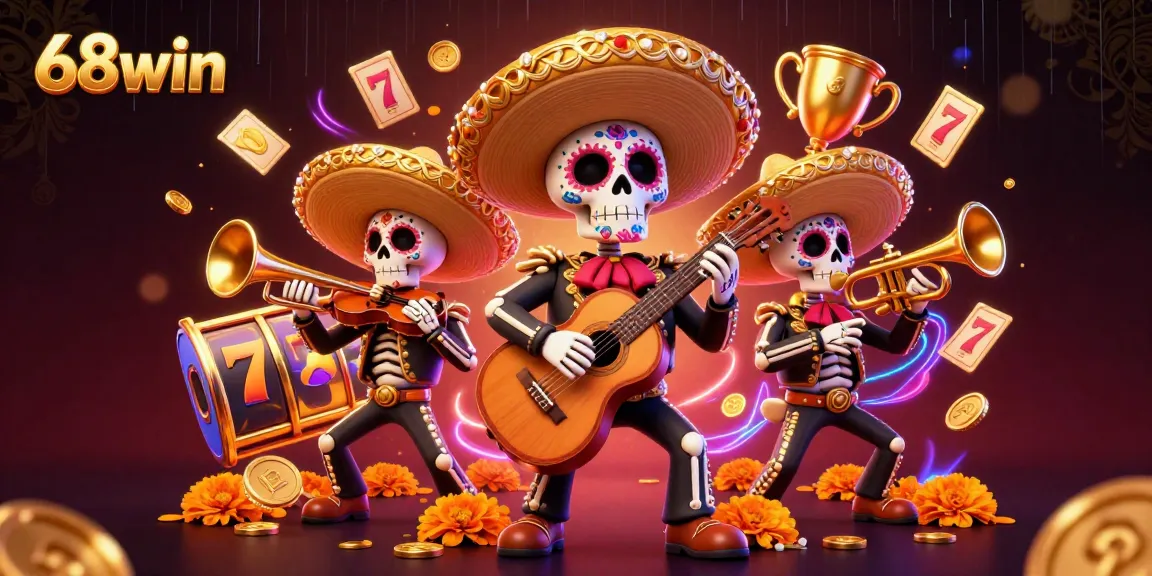 Bet on excitement with the vibrant 68win mariachi casino scene, filled with slot reels and colorful elements.