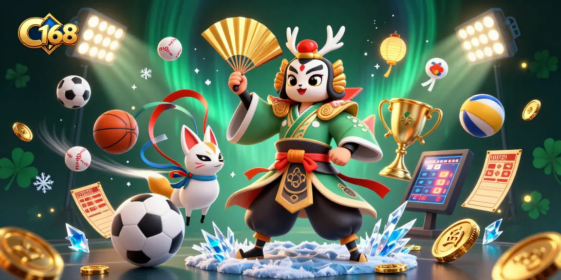 C168 delivers exhilarating sports betting thrills with vibrant characters and dynamic gaming elements in a 3D casino scene.